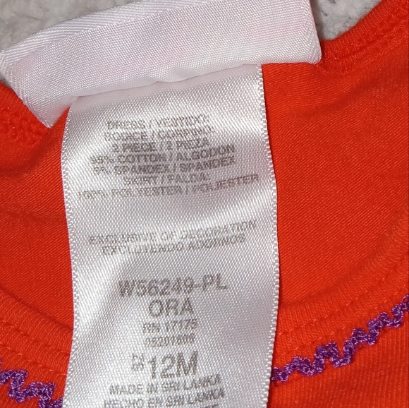 5 for $10 Bonnie Baby Colorful Striped Sleeve Fluffy Thanksgiving Dress 12M - Picture 4 of 6